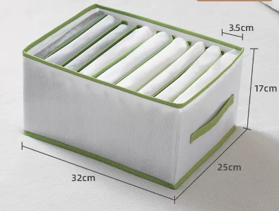 New style (pack of 2) foldable clothing compartment storage box (green 9 compartments) (size: 32*25*17*3.5CM)