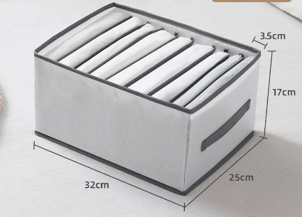 New style (pack of 2) foldable clothing compartment storage box (grey 9 compartments) (size: 32*25*17*3.5CM)