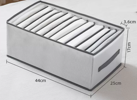 New style (pack of 2) foldable clothing compartment storage box (grey 12 compartments) (size: 44*25*17*3.6CM)