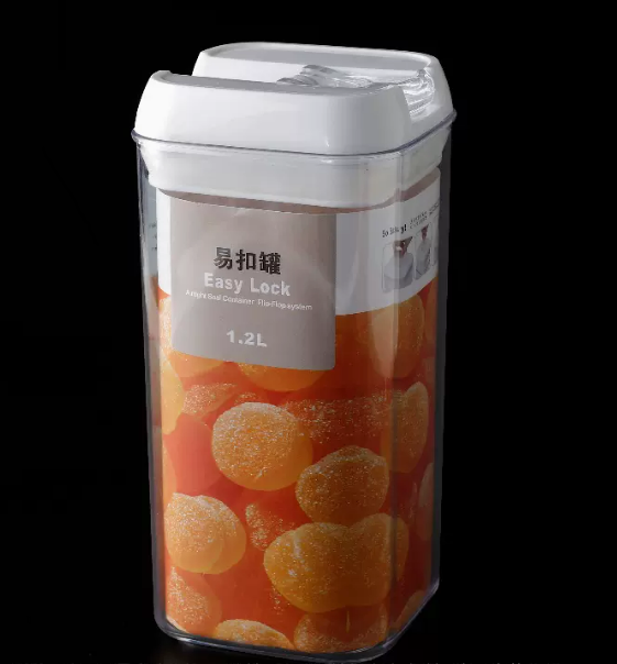 新款五穀雜糧儲物罐(易扣罐【方形1.2L】)