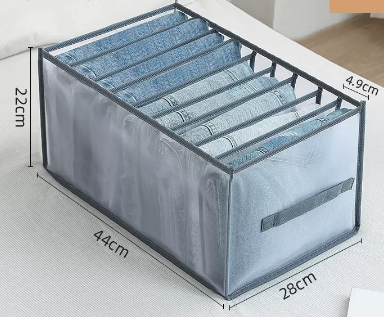 New style (pack of 2) foldable clothing compartment storage box (grey 9 compartments) (size: 44*28*22*4.9CM)