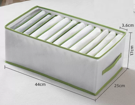 New style (pack of 2) foldable clothing compartment storage box (green 12 compartments) (size: 44*25*17*3.6CM)