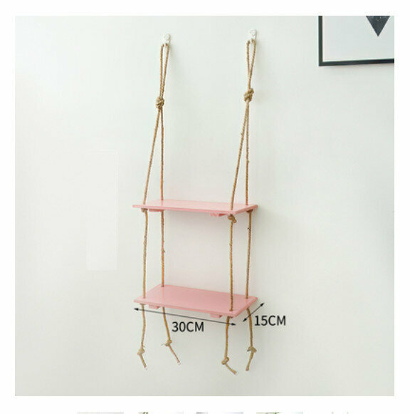 Hot selling wall-mounted decorative storage rack [pink two-story small]