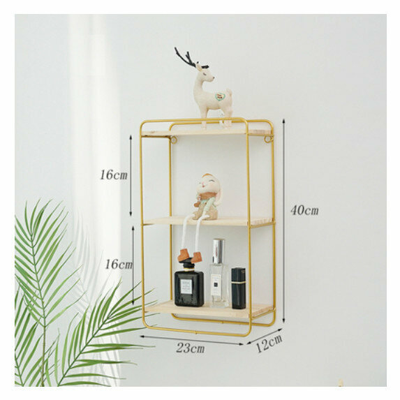 Hot selling wall-mounted decorative storage rack [golden square three-piece plate]