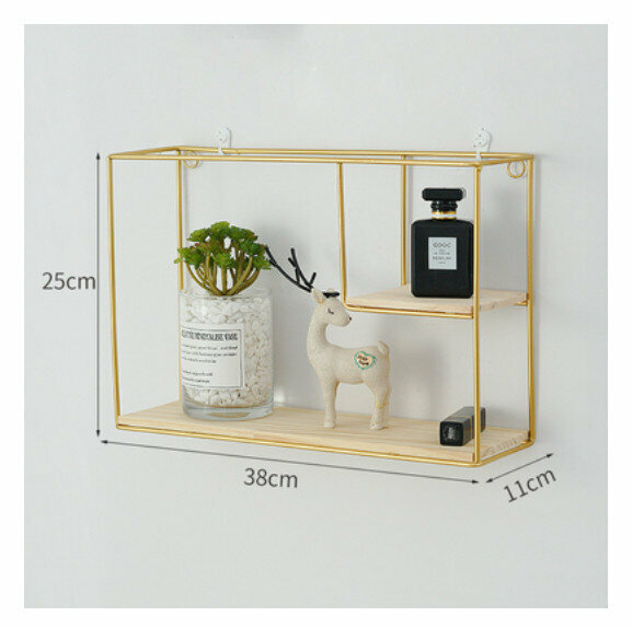 Hot selling wall hanging decorative storage rack [gold rectangular]