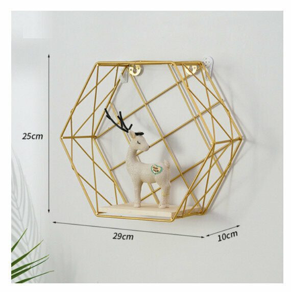 Hot Selling Wall Decorative Shelves [Golden Hexagonal Grid Medium]