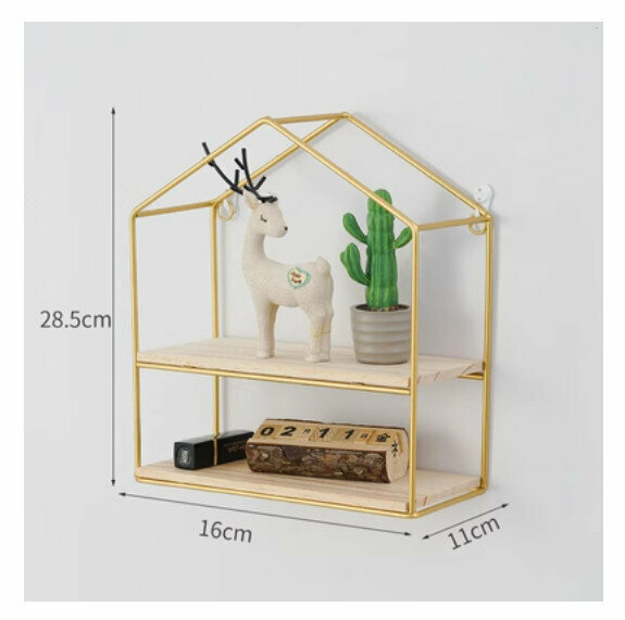 Hot selling wall-mounted decorative storage rack [golden double-story cabin]