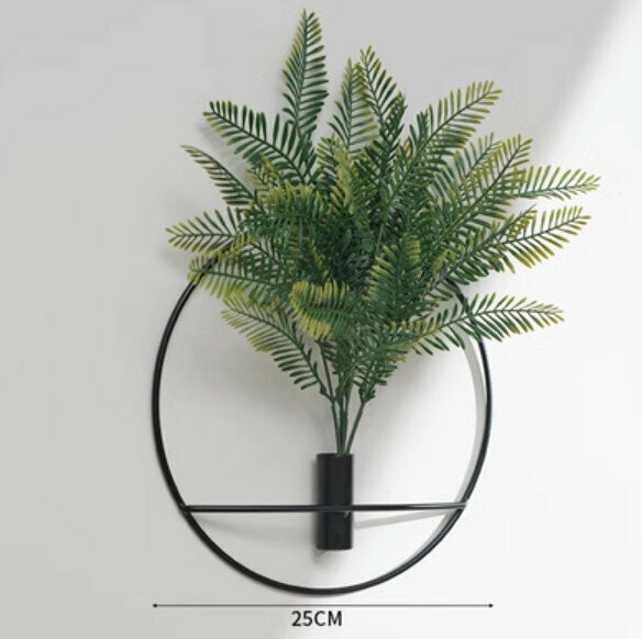 熱賣牆面裝飾品【小號圓花插黑色帶波斯草】