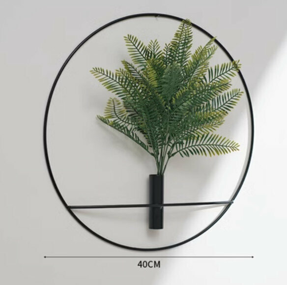 熱賣牆面裝飾品【大號圓花插黑色帶波斯草】