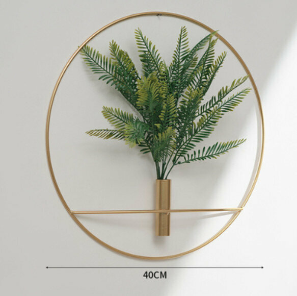 熱賣牆面裝飾品【大號圓花插金色帶波斯草】