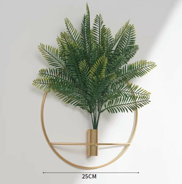 熱賣牆面裝飾品【小號圓花插金色帶波斯草】