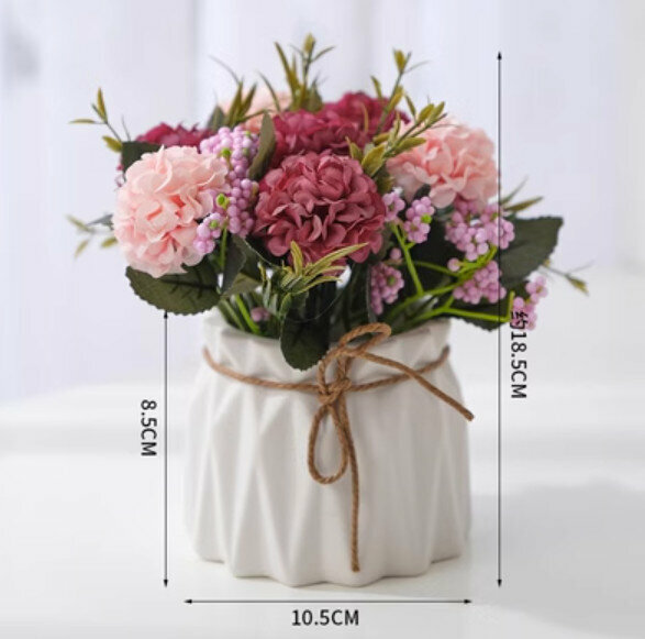 Popular decorative furnishings [rose red hydrangea (pot + flower)]