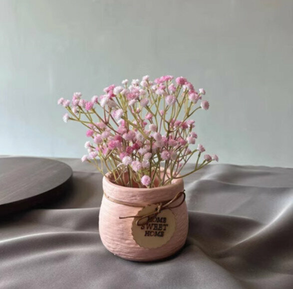 Popular decorative furnishings [Gypsophila-pink (flower pot + flower)]