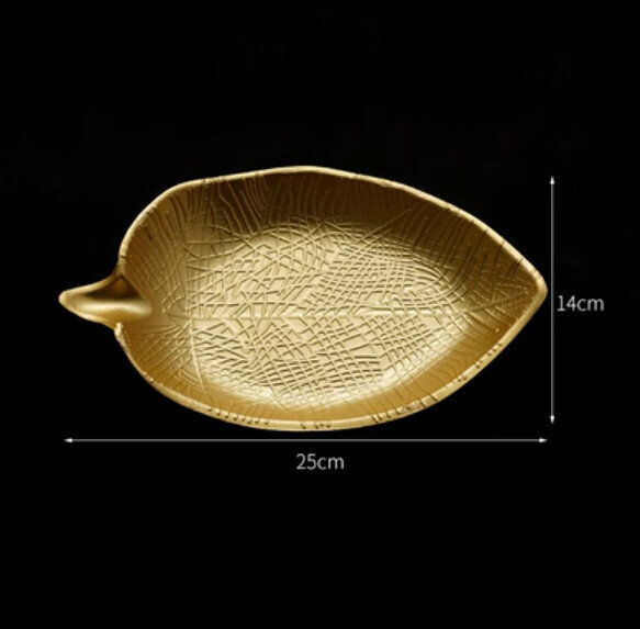 爆款裝飾擺設【金色木葉果盤C-小號】