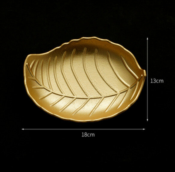 爆款裝飾擺設【金色木葉果盤B-小號】