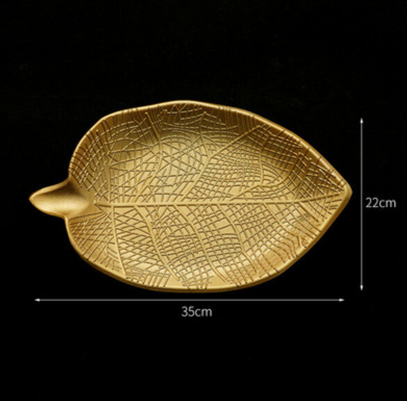 爆款裝飾擺設【金色木葉果盤C-大號】