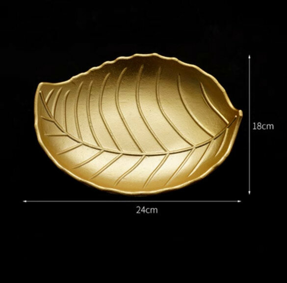 爆款裝飾擺設【金色木葉果盤B-中號】