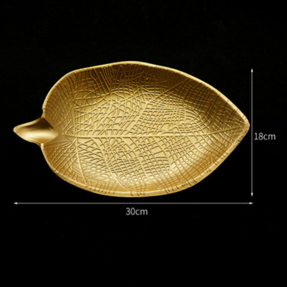 爆款裝飾擺設【金色木葉果盤C-中號】