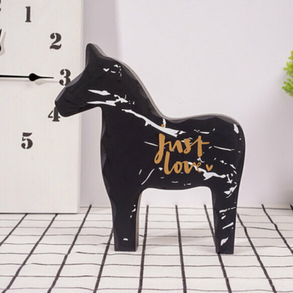 Popular decorative furnishings [large black wooden horse]