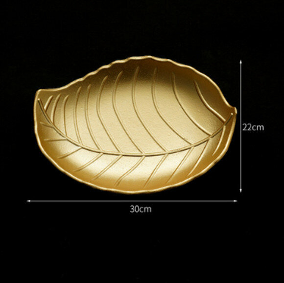 爆款裝飾擺設【金色木葉果盤B-大號】
