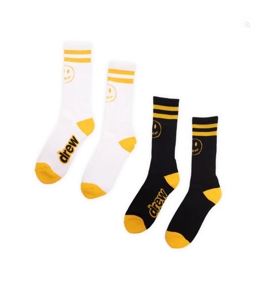 【現貨】Drew house 2 pack mascot stripe socks 襪子兩雙一組 黑/白