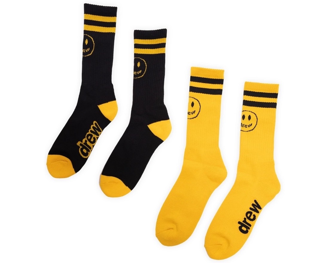 【現貨】Drew house 2 pack mascot stripe socks 襪子兩雙一組 黑/黃
