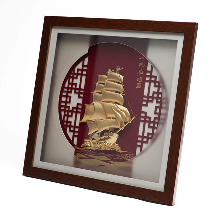 鹿港窯禮品館│立體金箔畫一帆風順掛飾│開業開市、開幕喬遷、升遷榮調祝賀禮品