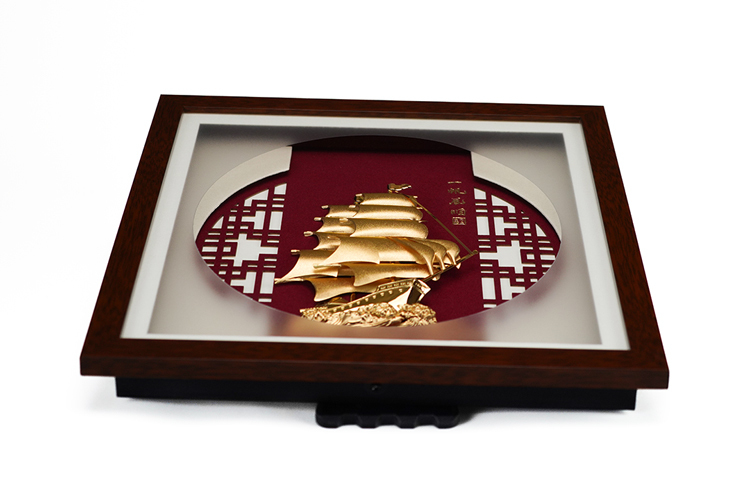 鹿港窯禮品館│立體金箔畫一帆風順掛飾│開業開市、開幕喬遷、升遷榮調祝賀禮品