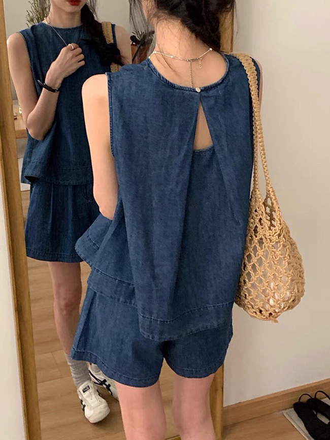 無袖牛仔輕盈套裝