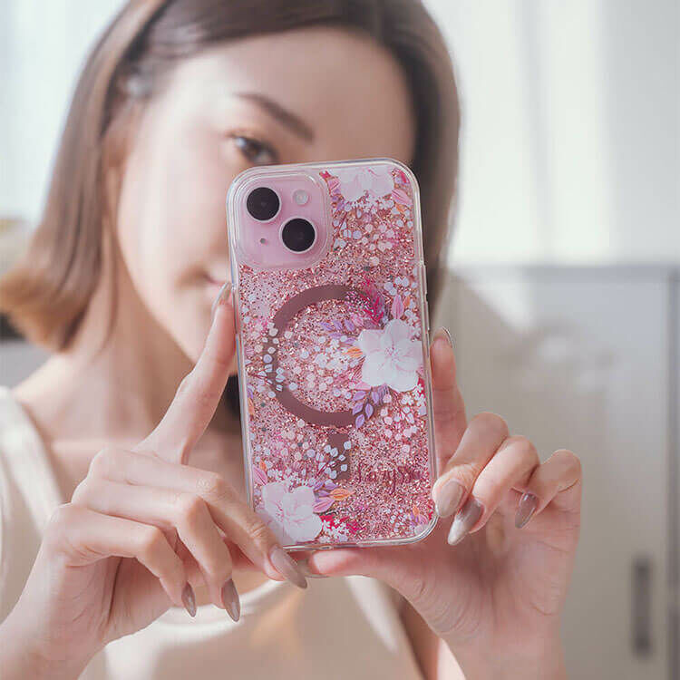 【特惠款】淡粉櫻花 iPhone 15 Pro Max 玫瑰金貝拉殼 (MagSafe) (含Laryssa)