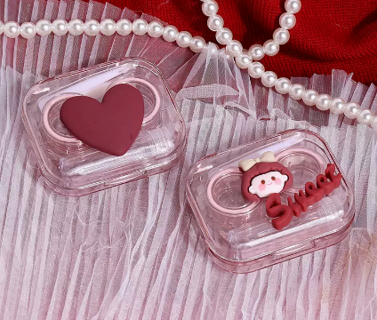Hot selling (2 pieces) contact lens case without lid and no twist lid (Specification: [[Love+Girl]]]