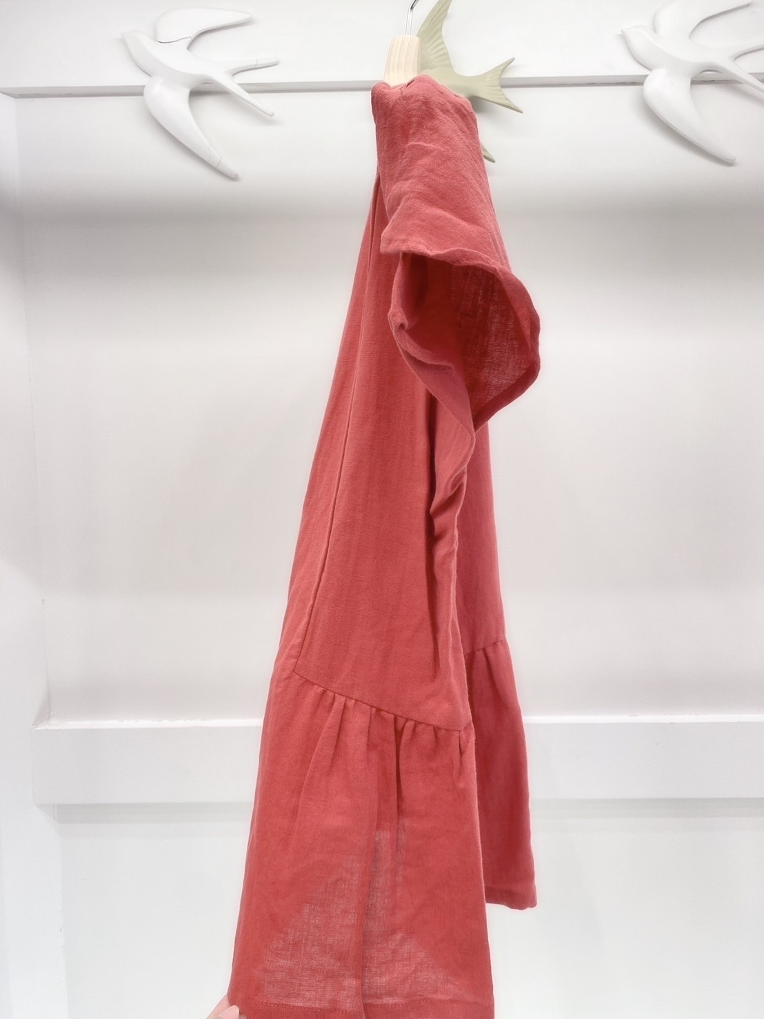 花苞袖棉麻上衣