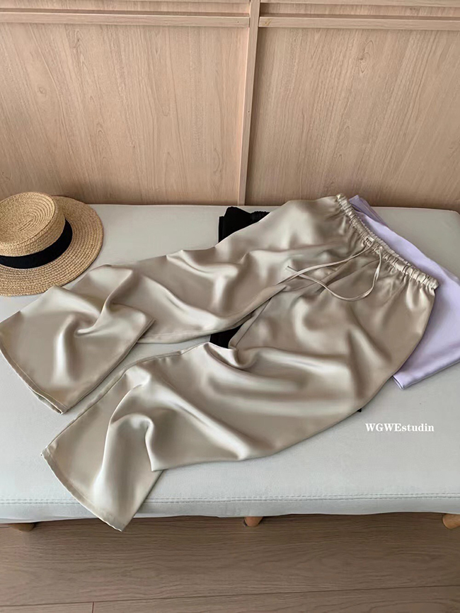 緞面滑料感居家褲-三色