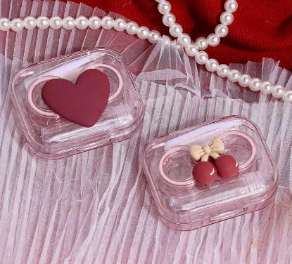 Hot selling (2 pieces) contact lens case without lid and no twist lid (Specification: [Girl + Bear])