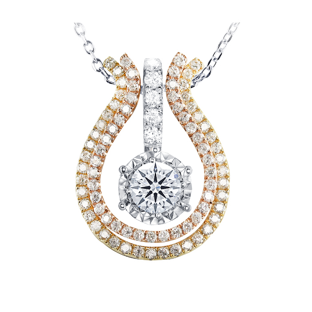 30分豪華三色金百變女王鑽石項墜