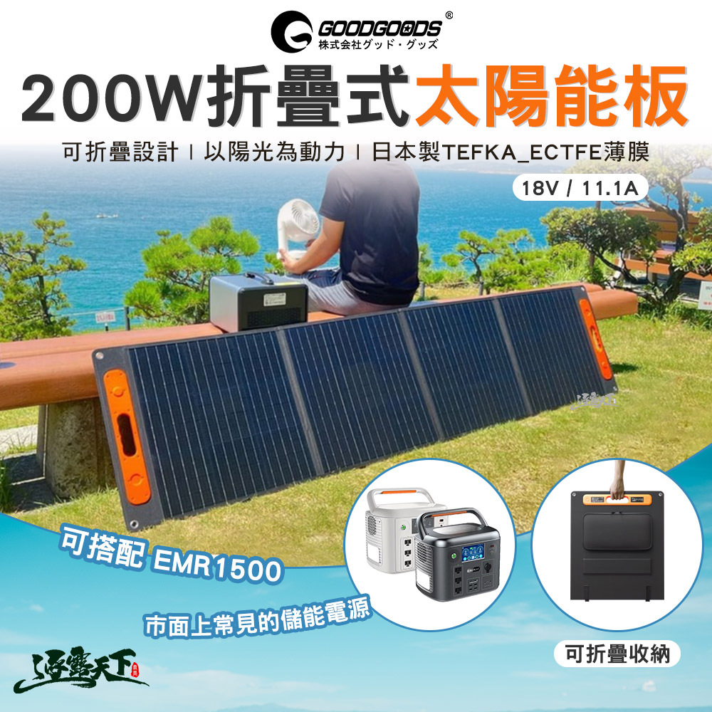 日本GOODGOODS 200W太陽能板18V 或 11.1A