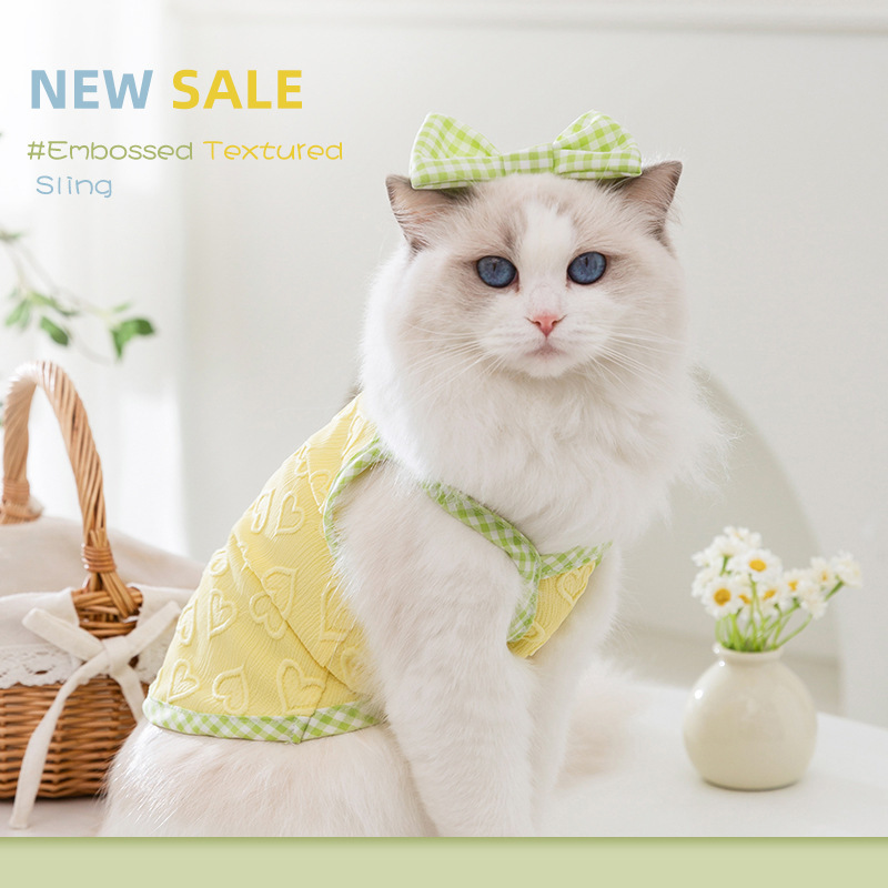 宠物衣服 爱心图案小吊带 （奥丽粉，邦迪蓝，洛克黄）