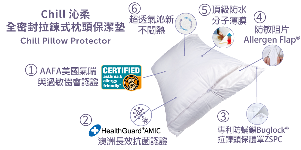 Chill 沁柔全密封防水防蟎枕頭保潔墊 ( 50x75 cm. 2入)