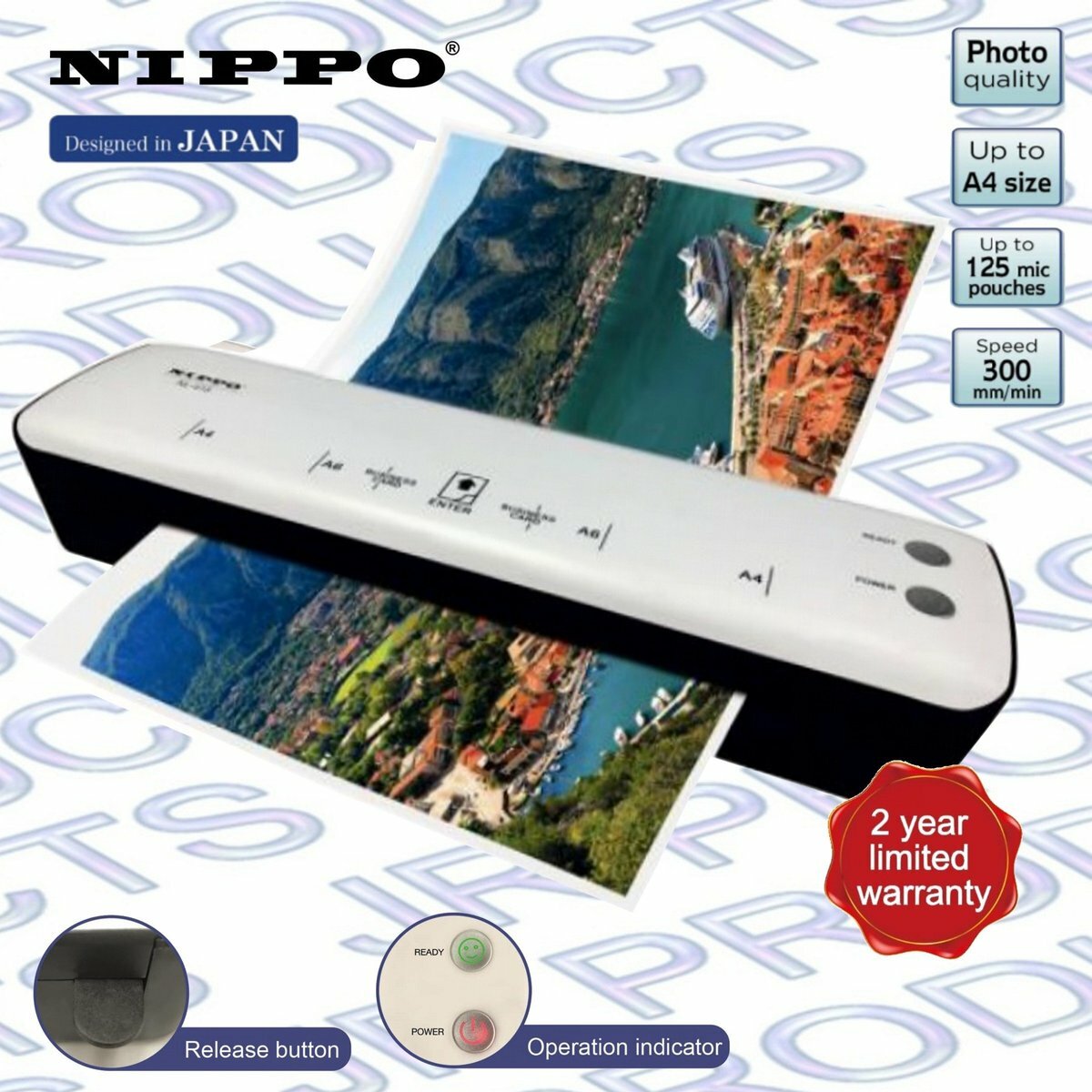 Nippo - NL-415 電子控溫A4 過膠機, 黑白色《香港行貨》《2年保養》- 1 部