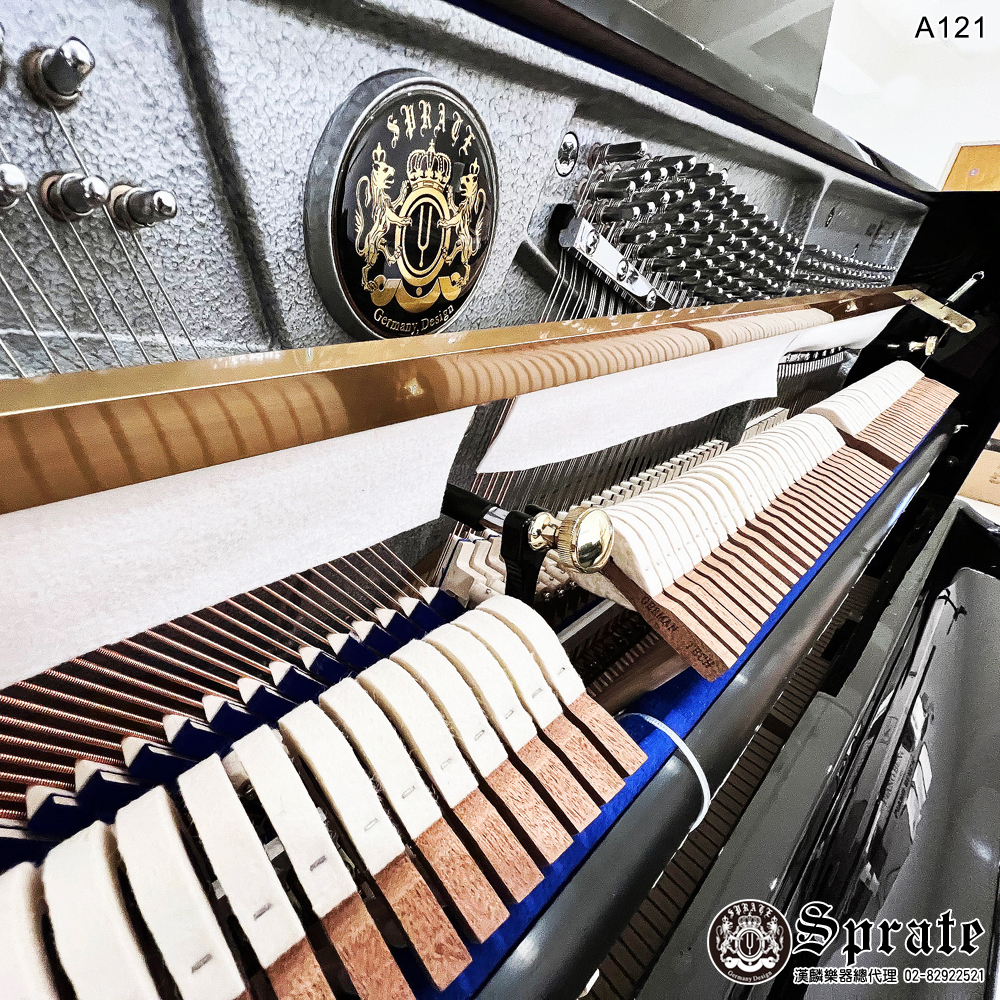全新 德國品牌 SPRATE-A121 基本款鏡面黑 1號 直立鋼琴 三踏板 內建緩降裝置 漢麟樂器鋼琴店 代理