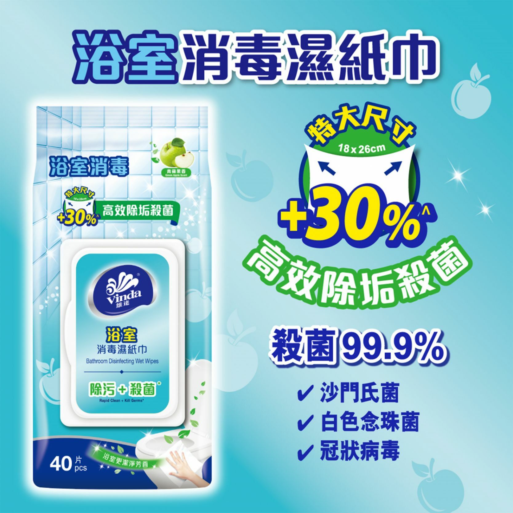 Vinda Bathroom Disinfecting Wet Wipes