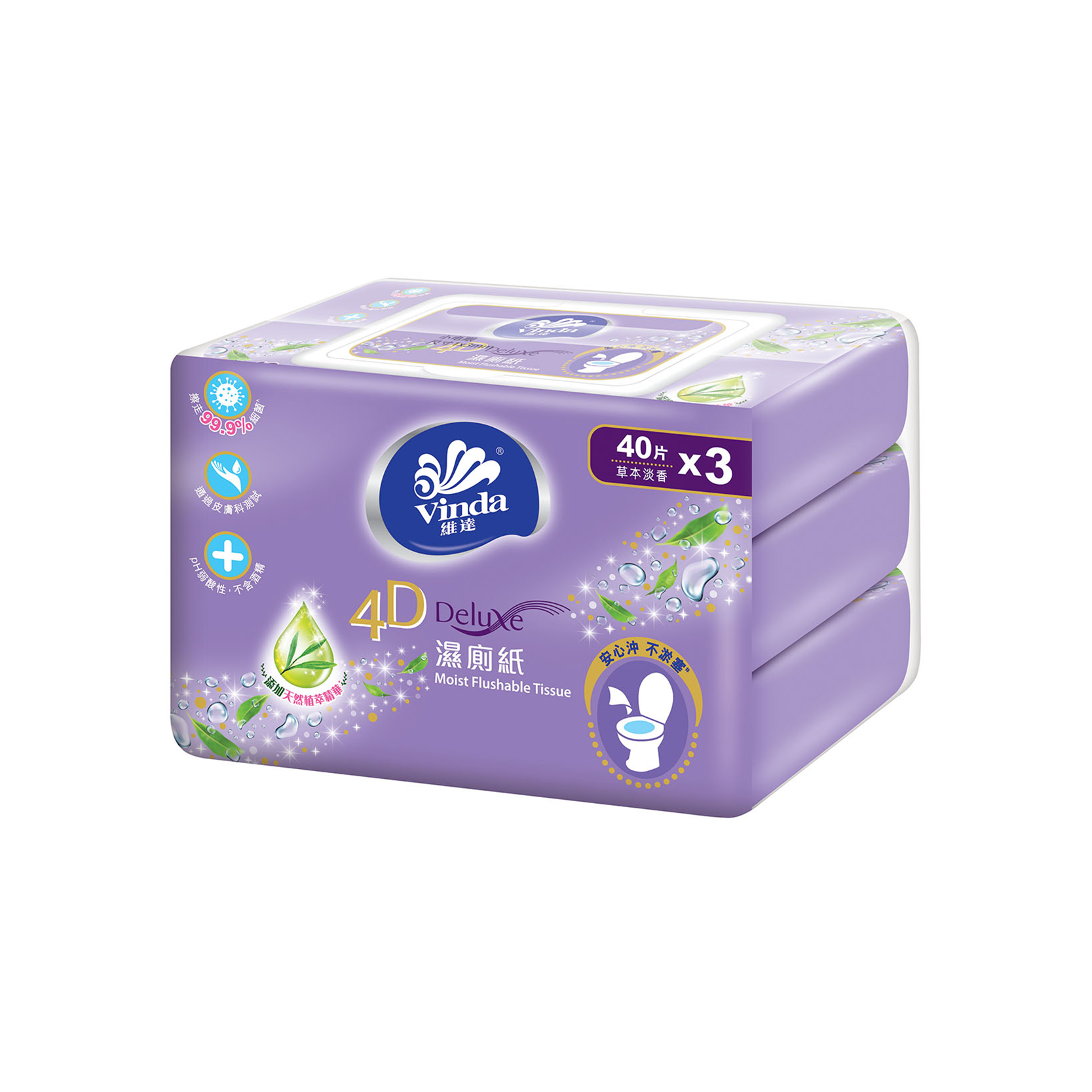 4D Deluxe Moist Flushable Tissue