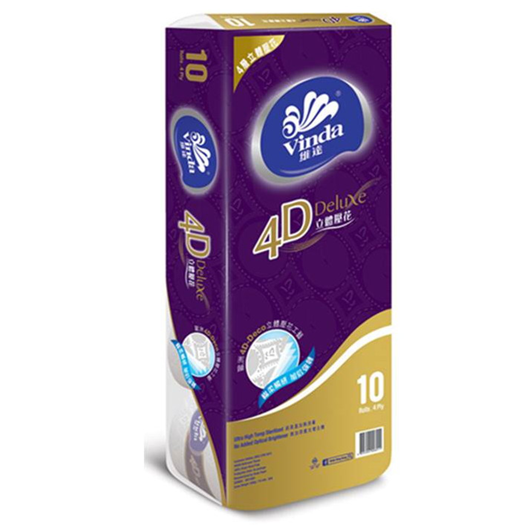 Vinda 4d Deluxe Embossed 4-ply Bathroom Tissue 10's