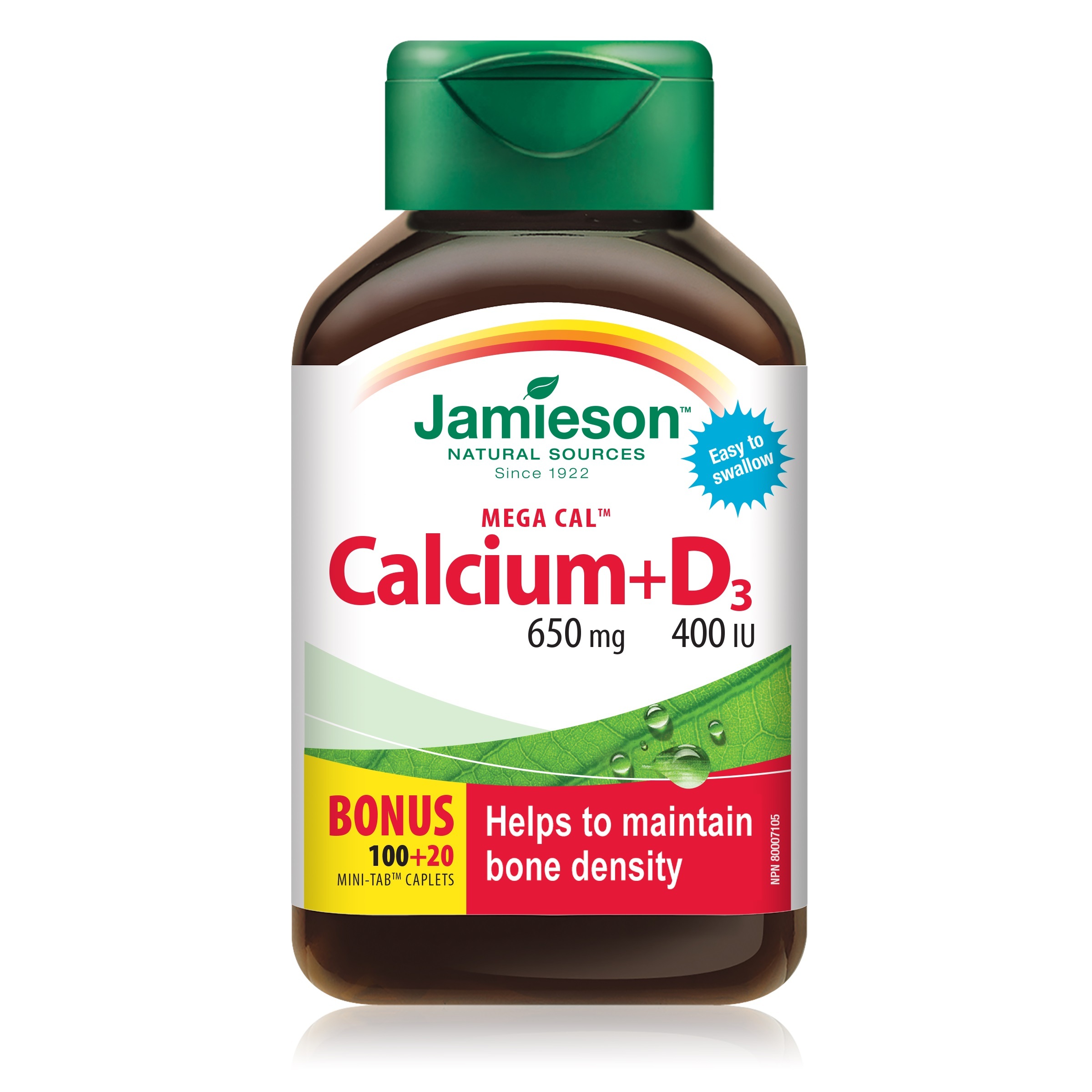 Jamieson Calcium/Vitamin D3 650mg/400IU Caplet (120's/Bot)