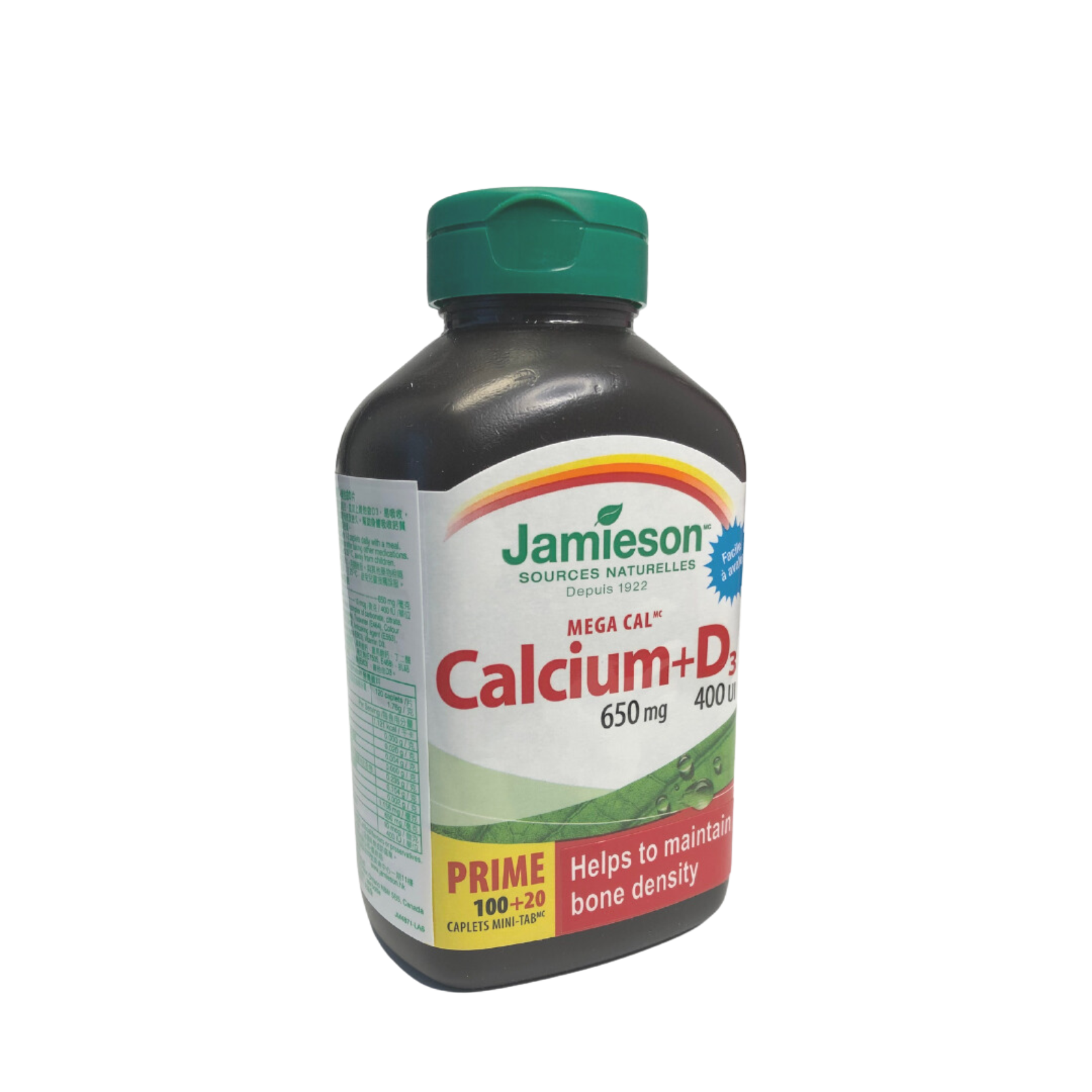 Jamieson Calcium/Vitamin D3 650mg/400IU Caplet (120's/Bot)
