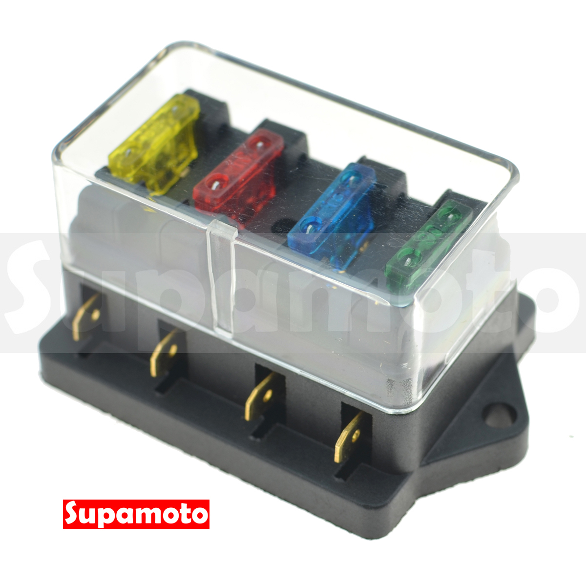 -Supamoto- 保險絲盒 4P 4路 中型 M型 保險絲 音響 電源 4出 防水