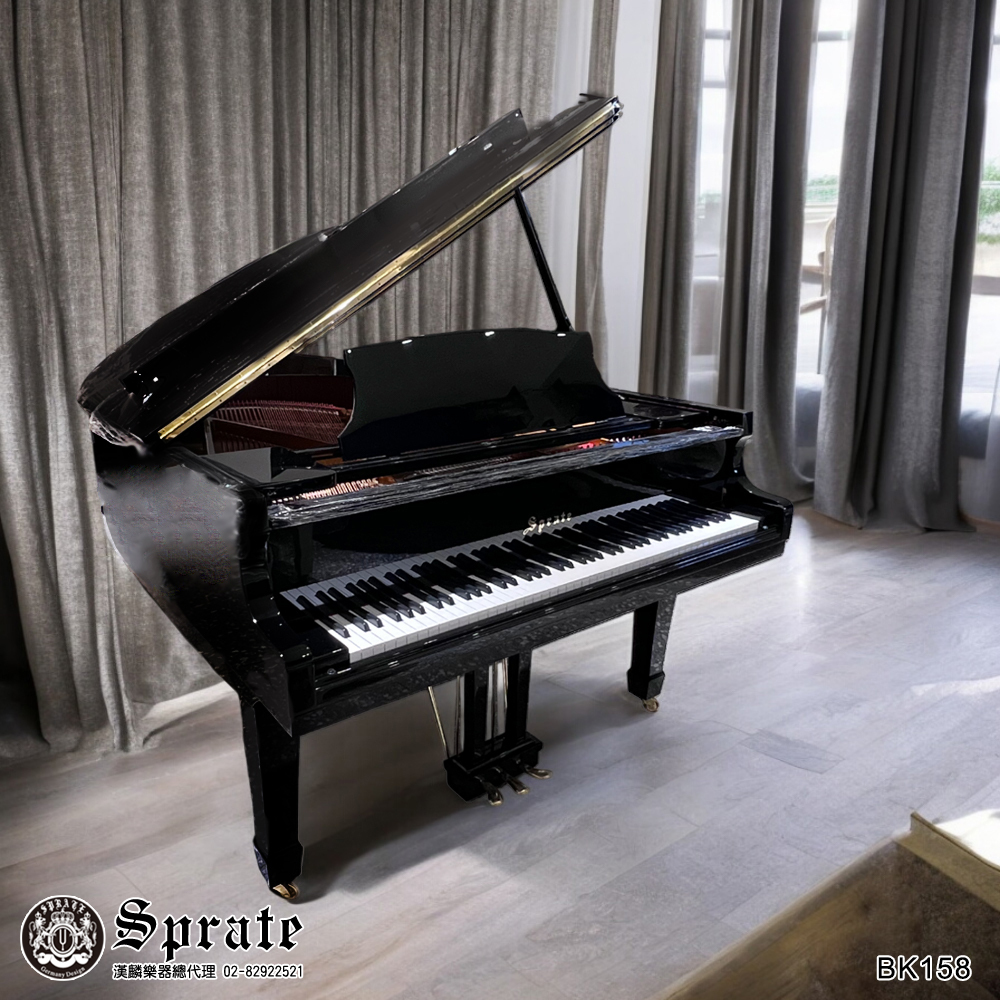 全新德國品牌 SPRATE 平台演奏鋼琴 BK158 鏡面黑色 1號琴 內建緩降琴蓋
