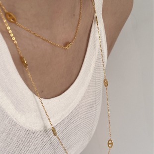 質感老錢風 鈦鋼豬鼻子長鏈(金/銀)