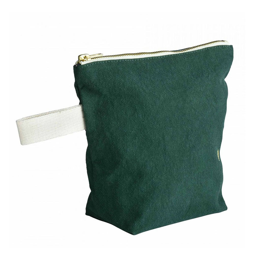 法國La cerise sur le gâteau 有機棉防水手提收納袋-海苔綠(大)