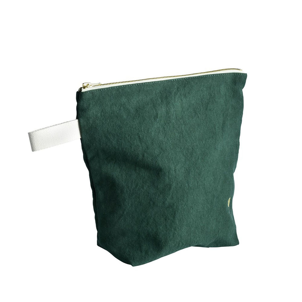 法國La cerise sur le gâteau 有機棉防水手提收納袋-海苔綠(小)